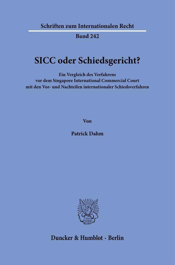 Book SICC oder Schiedsgericht? Patrick Dahm