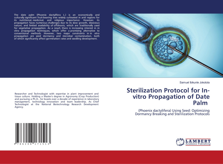 Knjiga Sterilization Protocol for In-vitro Propagation of Date Palm Samuel Ibikunle Jokotola