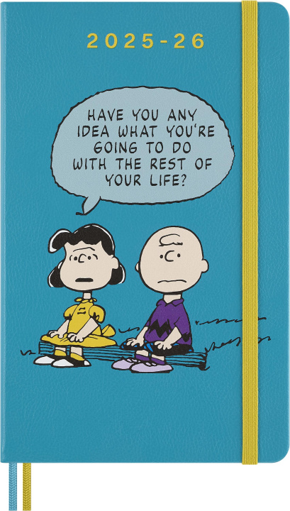 Calendario/Agenda Moleskine 18 Monate Peanuts Charlie & Lucy Wochen Notizkalender 2025/2026, L/A5, 1 Wo = 1 Seite, fester Einband, Riffblau 