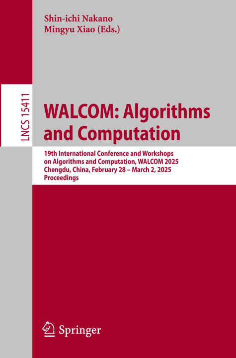 Book WALCOM: Algorithms and Computation Shin-ichi Nakano