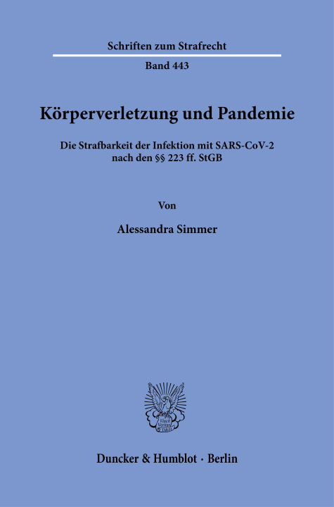 Buch Körperverletzung und Pandemie Alessandra Simmer