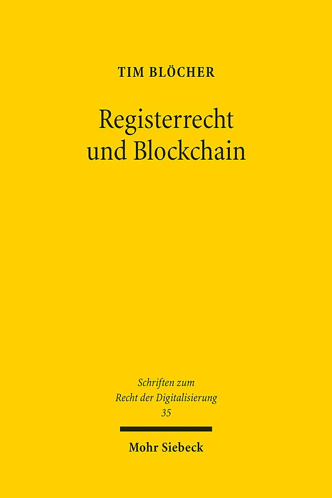 Kniha Registerrecht und Blockchain Tim Blöcher