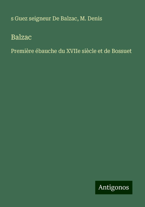 Kniha Balzac M. Denis