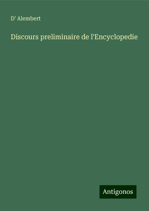 Libro Discours preliminaire de l'Encyclopedie D' Alembert