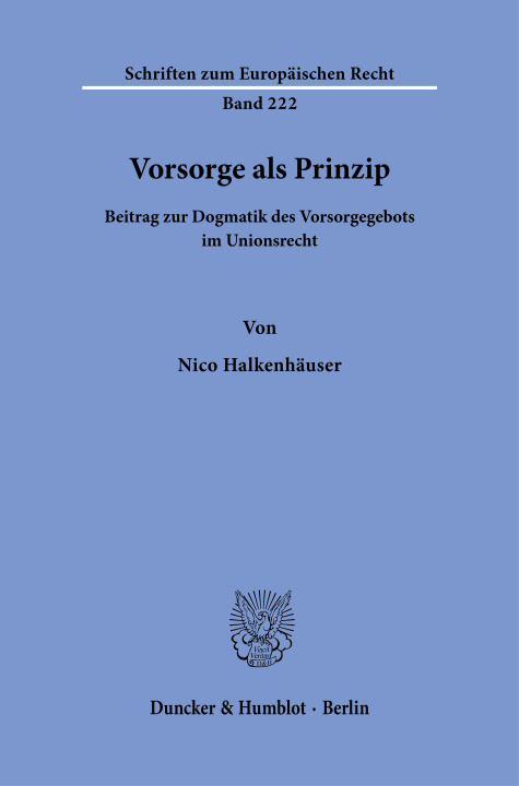 Knjiga Vorsorge als Prinzip Nico Halkenhäuser