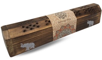Hra/Hračka India Truhe "Elefant" Holz 30x6cm, Räucherstäbchenhalter 