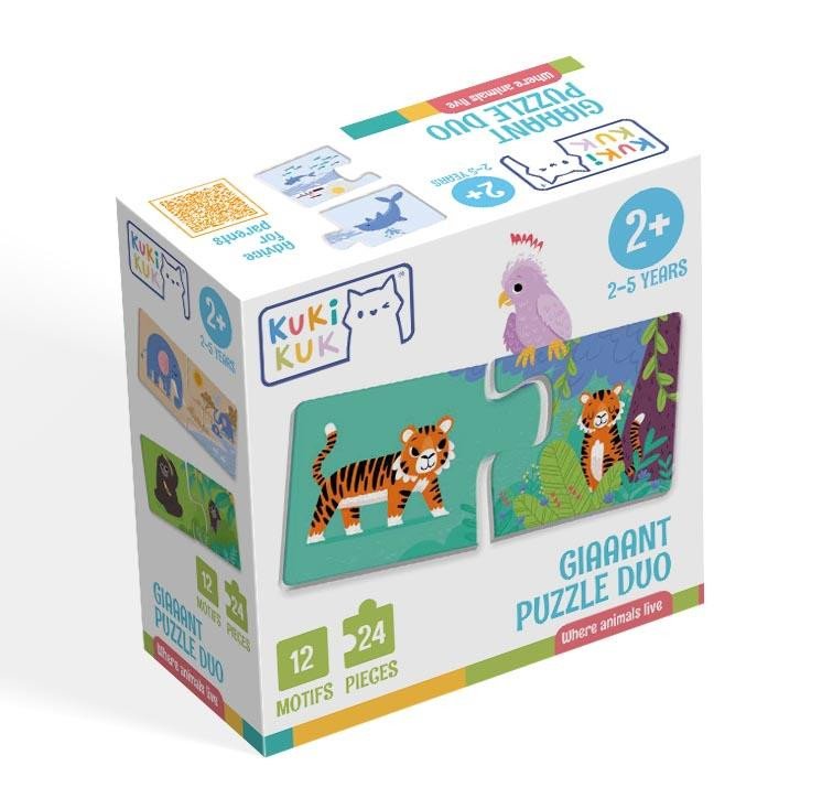 Igra/Igrača KukiKuk Giaaant Puzzle Duo Where Animals Live 