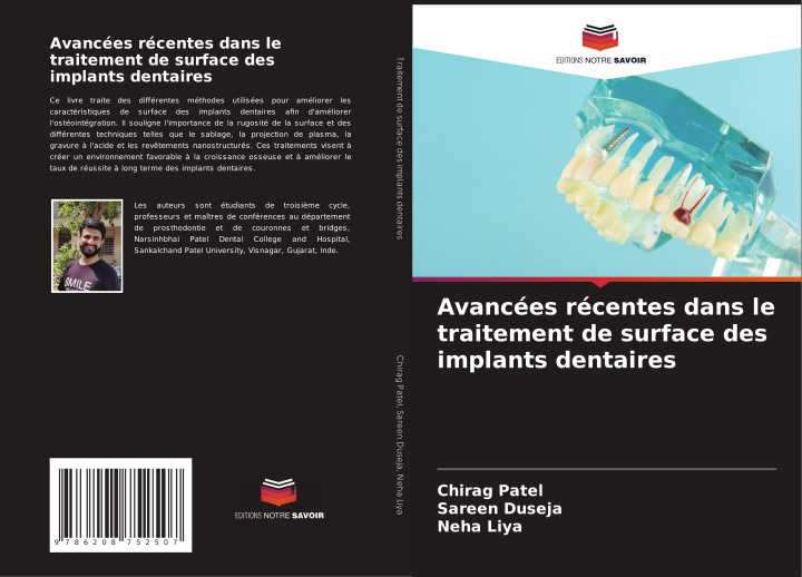 Book Avancées récentes dans le traitement de surface des implants dentaires Sareen Duseja