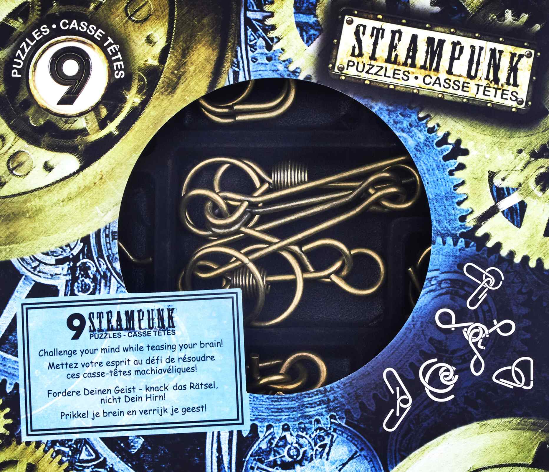 Libro Łamigłówki metalowe Steampunk zestaw niebieski 9 szt. 