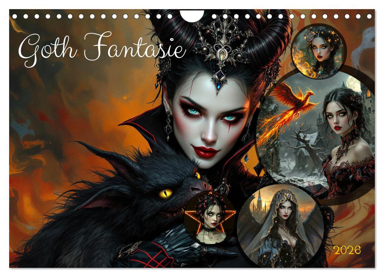 Kalendář/Diář Goth Fantasie (Wandkalender 2026 DIN A4 quer), CALVENDO Monatskalender Calvendo