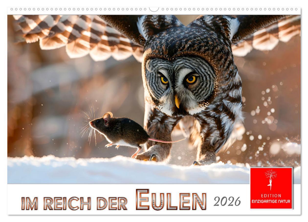 Kalendár/Diár Im Reich der Eulen (Wandkalender 2026 DIN A2 quer), CALVENDO Monatskalender Calvendo