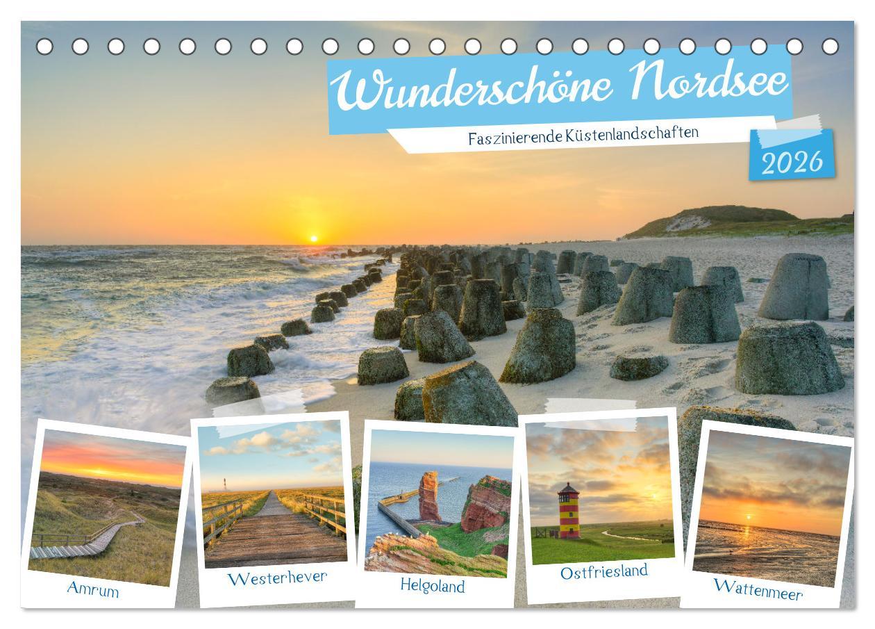 Kalendář/Diář Wunderschöne Nordsee - Faszinierende Küstenlandschaften (Tischkalender 2026 DIN A5 quer), CALVENDO Monatskalender Calvendo