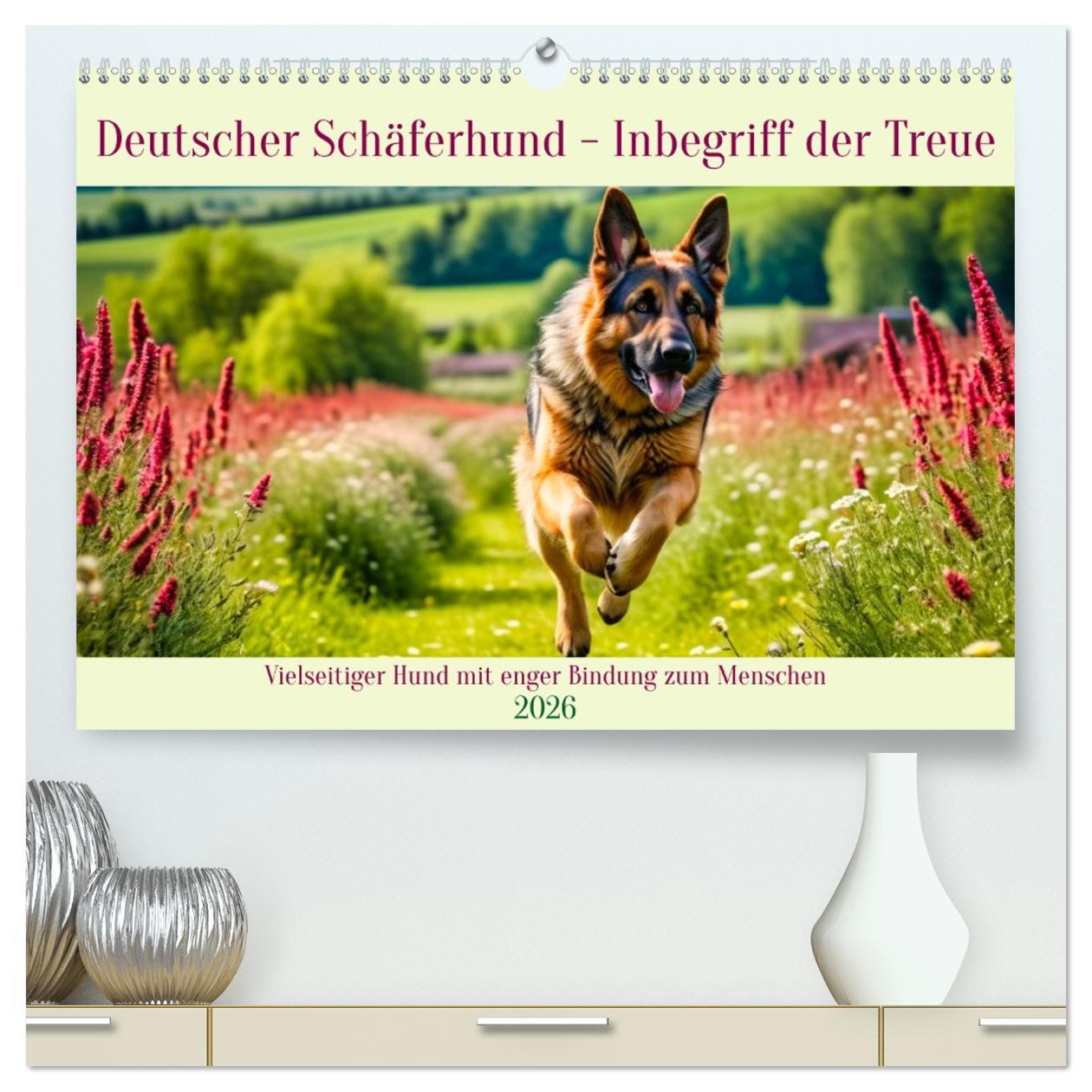 Kalendár/Diár Deutscher Schäferhund - Inbegriff der Treue (hochwertiger Premium Wandkalender 2026 DIN A2 quer), Kunstdruck in Hochglanz Calvendo