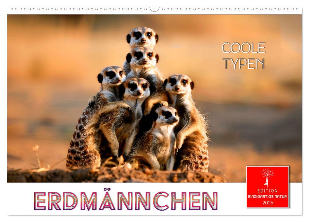 Koledar/Rokovnik Erdmännchen - coole Typen (Wandkalender 2026 DIN A2 quer), CALVENDO Monatskalender Calvendo