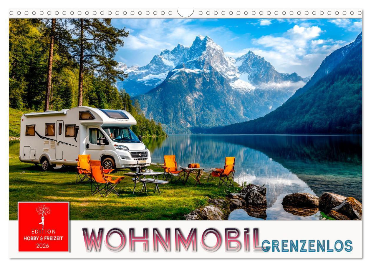 Kalendář/Diář Wohnmobil grenzenlos (Wandkalender 2026 DIN A3 quer), CALVENDO Monatskalender Calvendo
