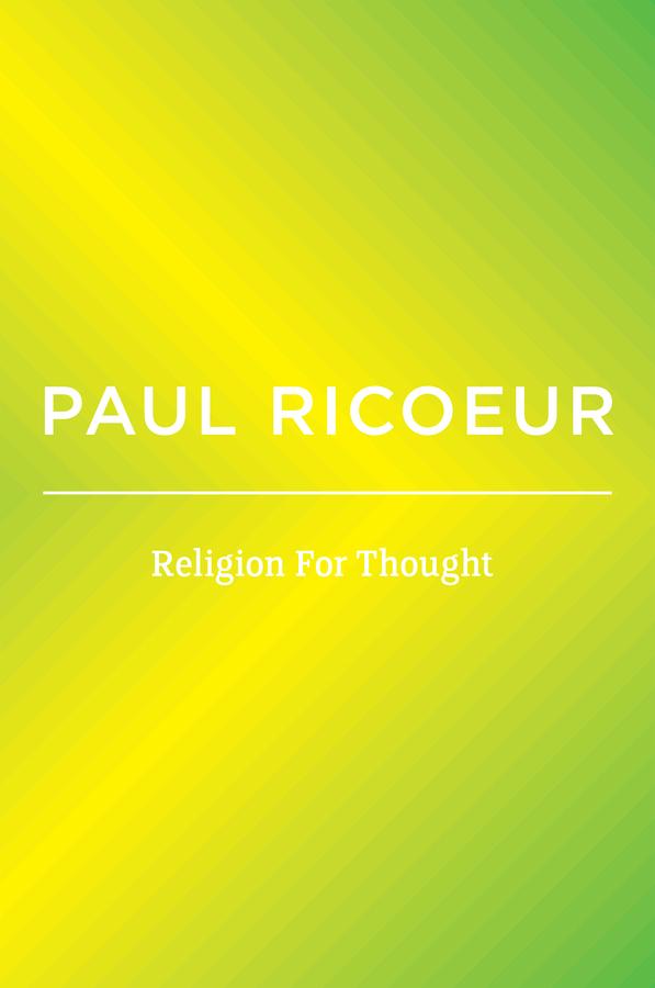 Kniha Religion For Thought Ricoeur