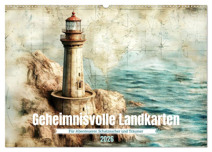 Kalendár/Diár Geheimnisvolle Landkarten (Wandkalender 2026 DIN A2 quer), CALVENDO Monatskalender Calvendo