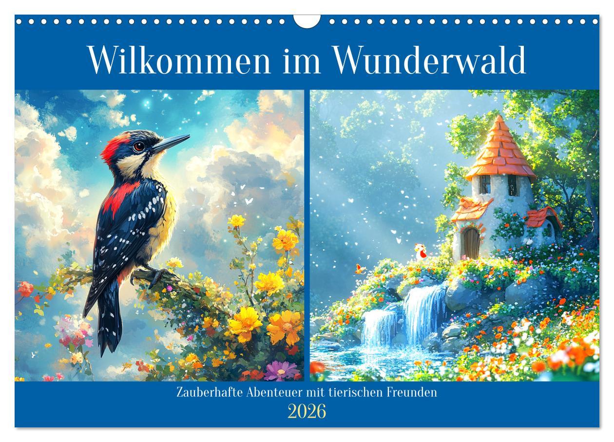 Kalendář/Diář Willkommen im Wunderwald. Zauberhafte Abenteuer mit tierischen Freunden (Wandkalender 2026 DIN A3 quer), CALVENDO Monatskalender Calvendo