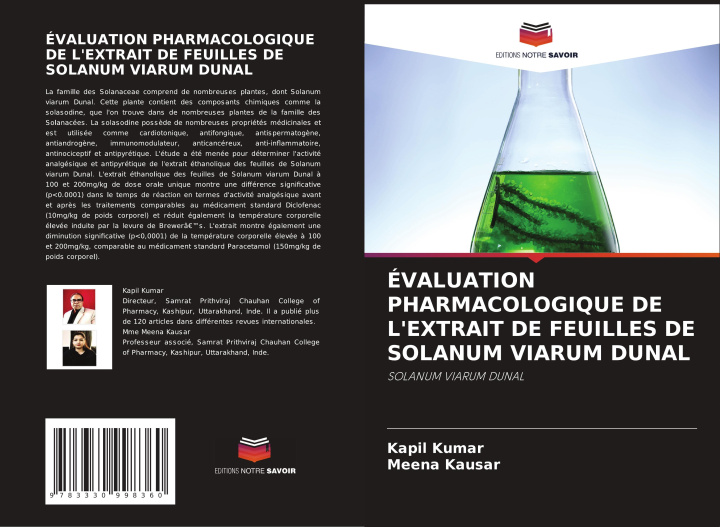 Libro ÉVALUATION PHARMACOLOGIQUE DE L'EXTRAIT DE FEUILLES DE SOLANUM VIARUM DUNAL Meena Kausar