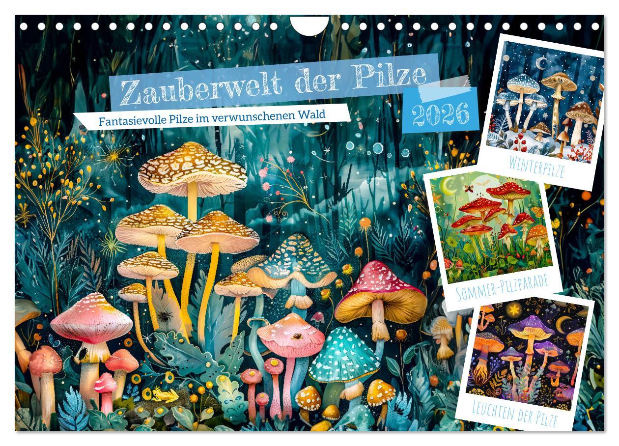 Kalendář/Diář Zauberwelt der Pilze - Fantasievolle Pilze im verwunschenen Wald (Wandkalender 2026 DIN A4 quer), CALVENDO Monatskalender Calvendo