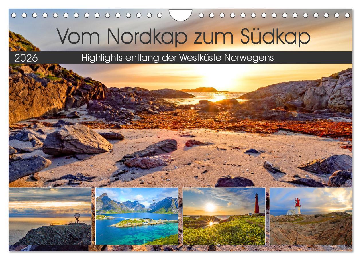 Kalendár/Diár Vom Nordkap zum Südkap (Wandkalender 2026 DIN A4 quer), CALVENDO Monatskalender Calvendo