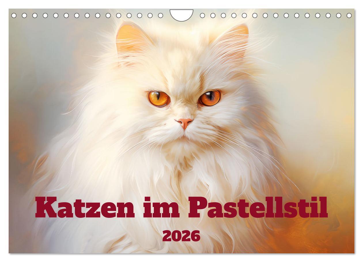 Kalendář/Diář Katzen im Pastellstil (Wandkalender 2026 DIN A4 quer), CALVENDO Monatskalender Calvendo