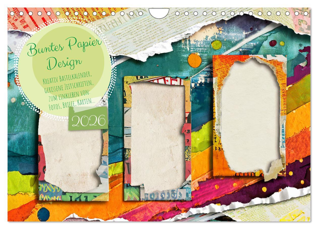 Kalendár/Diár Buntes Papier Design (Wandkalender 2026 DIN A4 quer), CALVENDO Monatskalender Calvendo