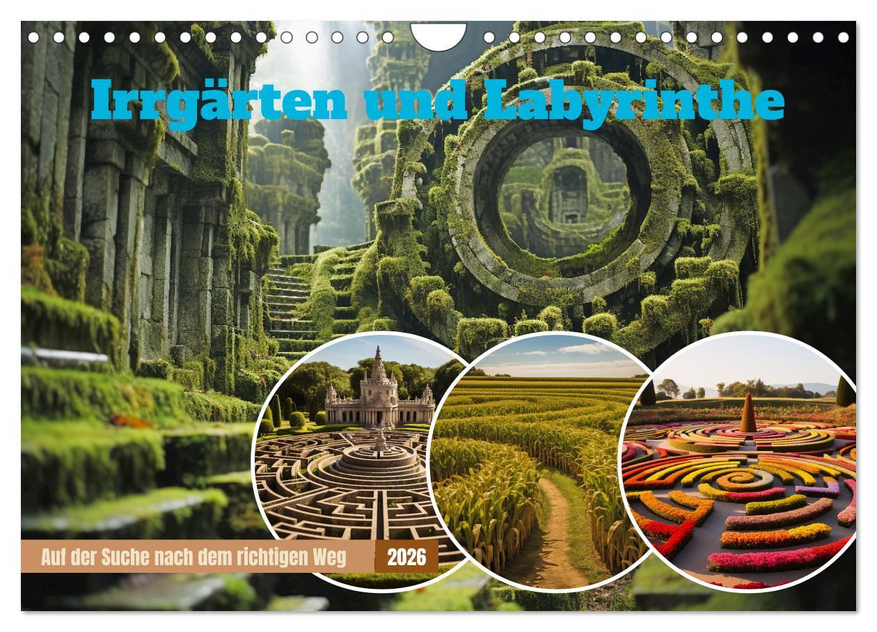 Kalendár/Diár Irrgärten und Labyrinthe (Wandkalender 2026 DIN A4 quer), CALVENDO Monatskalender Calvendo