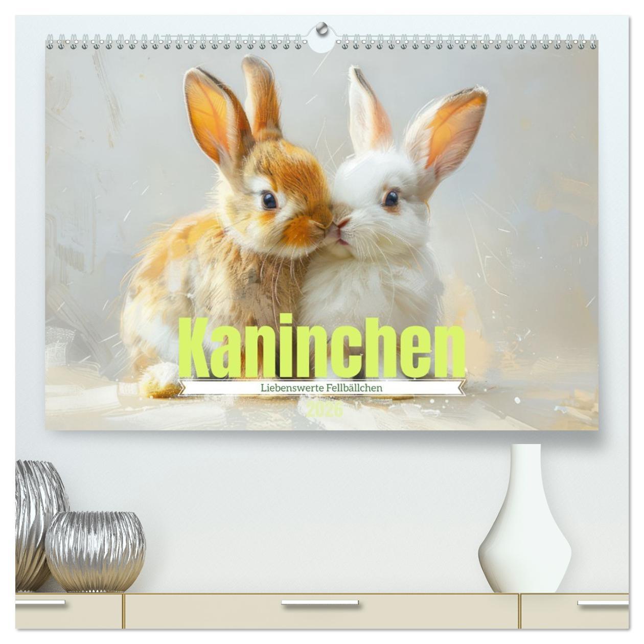 Kalendár/Diár Kaninchen - Liebenswerte Fellbällchen (hochwertiger Premium Wandkalender 2026 DIN A2 quer), Kunstdruck in Hochglanz Calvendo