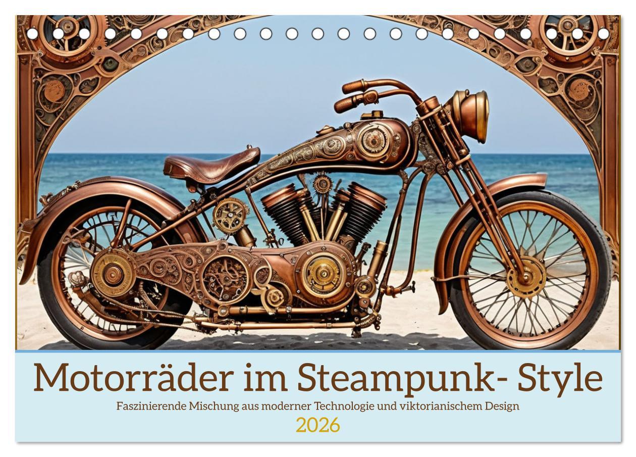 Kalendár/Diár Motorräder im Steampunk-Style (Tischkalender 2026 DIN A5 quer), CALVENDO Monatskalender Calvendo