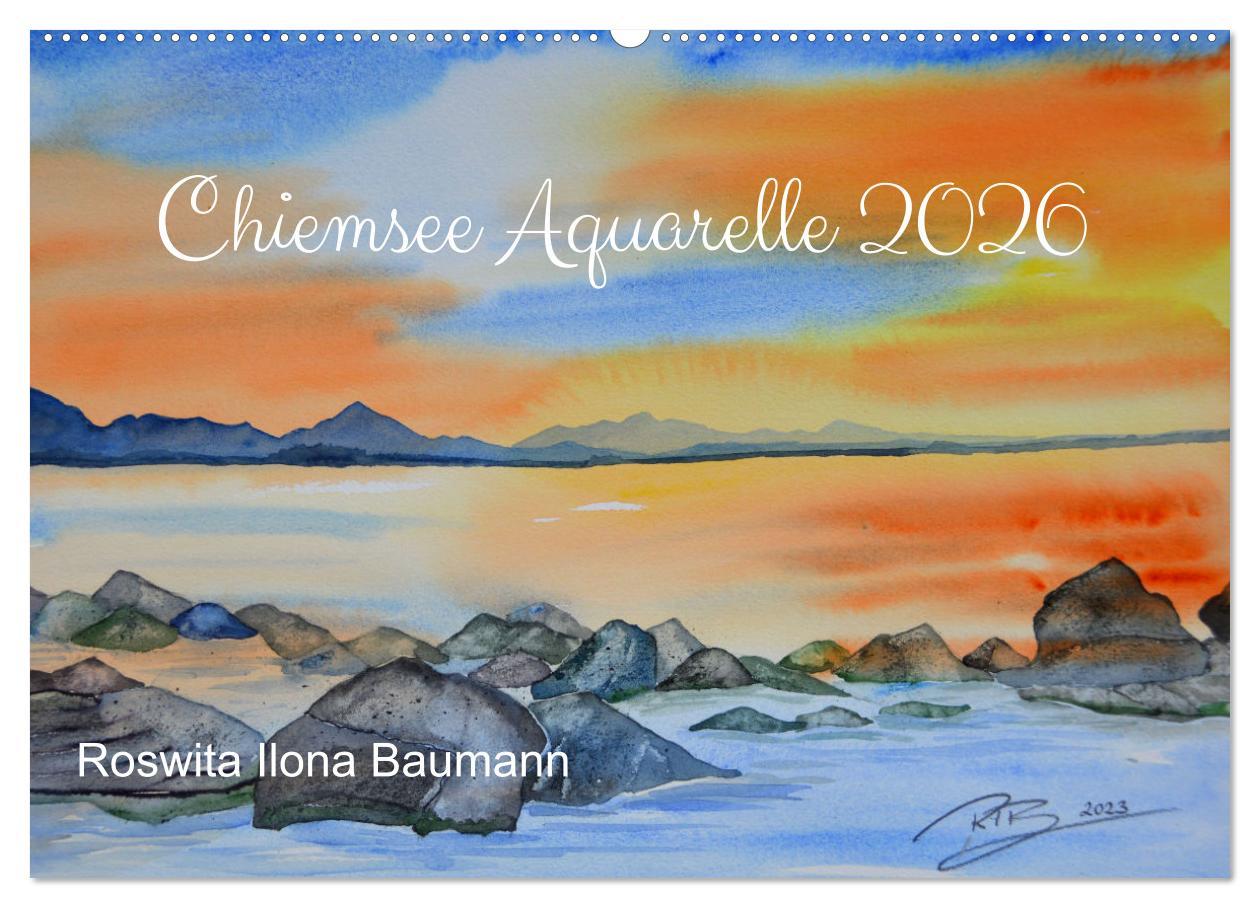 Calendar / Agendă Chiemsee Aquarelle (Wandkalender 2026 DIN A2 quer), CALVENDO Monatskalender Calvendo