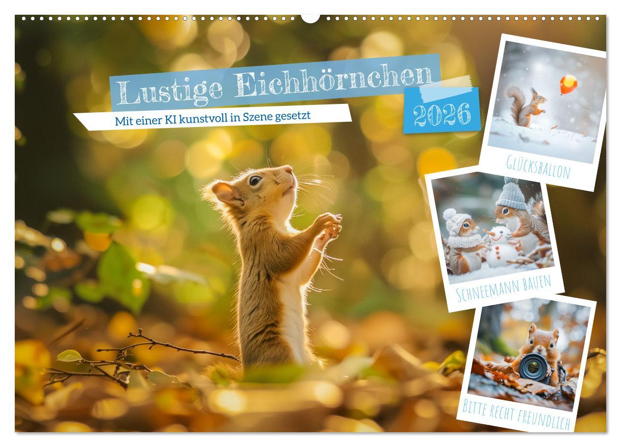 Koledar/Rokovnik Lustige Eichhörnchen (Wandkalender 2026 DIN A2 quer), CALVENDO Monatskalender Calvendo