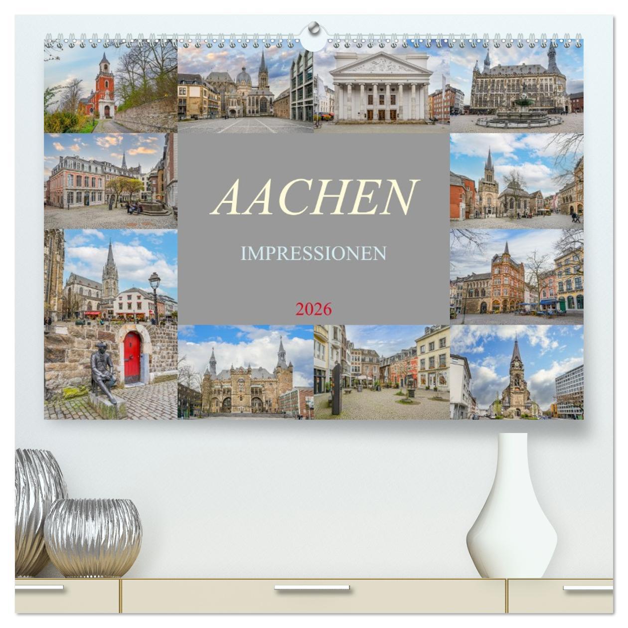 Kalendár/Diár Aachen Impressionen (hochwertiger Premium Wandkalender 2026 DIN A2 quer), Kunstdruck in Hochglanz Calvendo