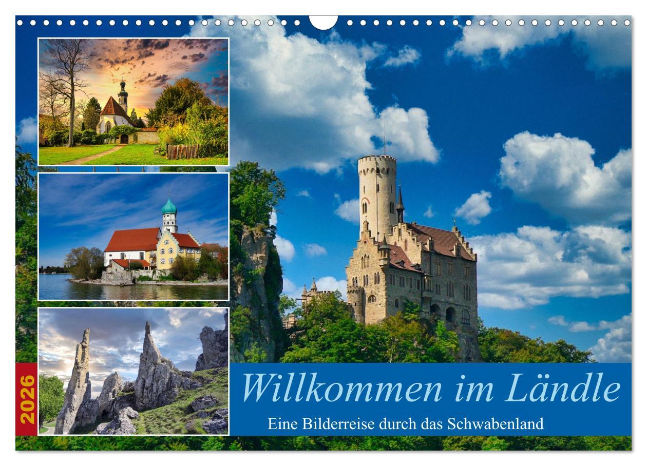 Kalendář/Diář Willkommen im Ländle (Wandkalender 2026 DIN A3 quer), CALVENDO Monatskalender Calvendo