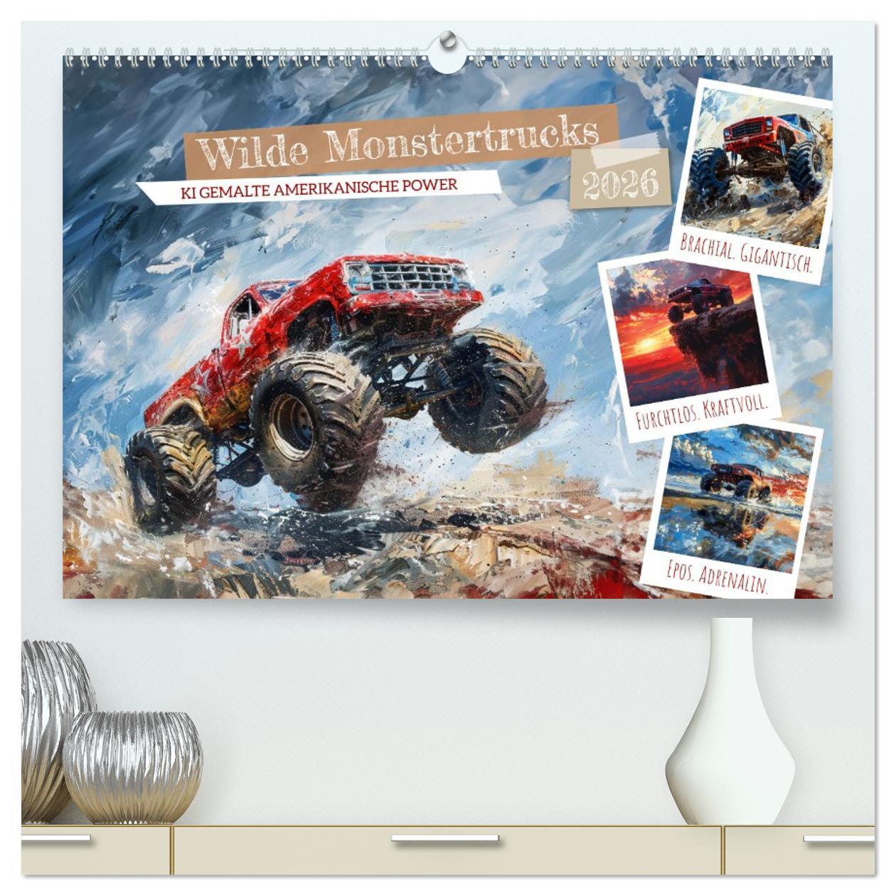Kalendář/Diář Wilde Monstertrucks (hochwertiger Premium Wandkalender 2026 DIN A2 quer), Kunstdruck in Hochglanz Calvendo