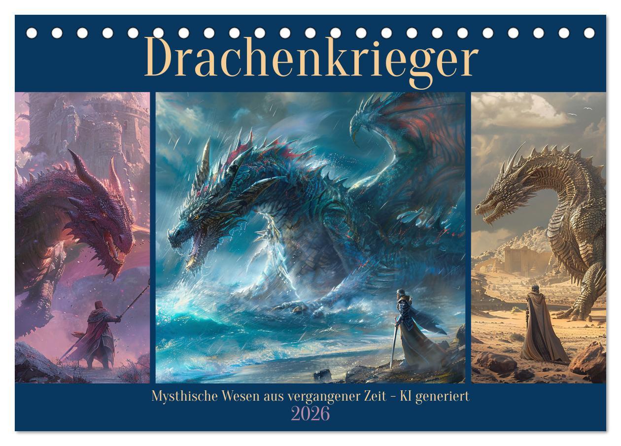 Koledar/Rokovnik Drachenkrieger (Tischkalender 2026 DIN A5 quer), CALVENDO Monatskalender Calvendo