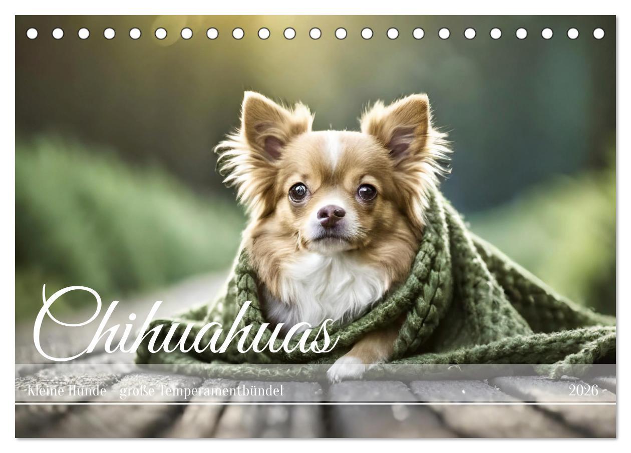 Kalendár/Diár Chihuahuas - Kleine Hunde - große Temperamentbündel (Tischkalender 2026 DIN A5 quer), CALVENDO Monatskalender Calvendo