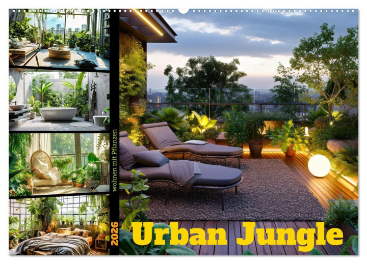 Kalendár/Diár Urban Jungle - wohnen mit Pflanzen (Wandkalender 2026 DIN A2 quer), CALVENDO Monatskalender Calvendo