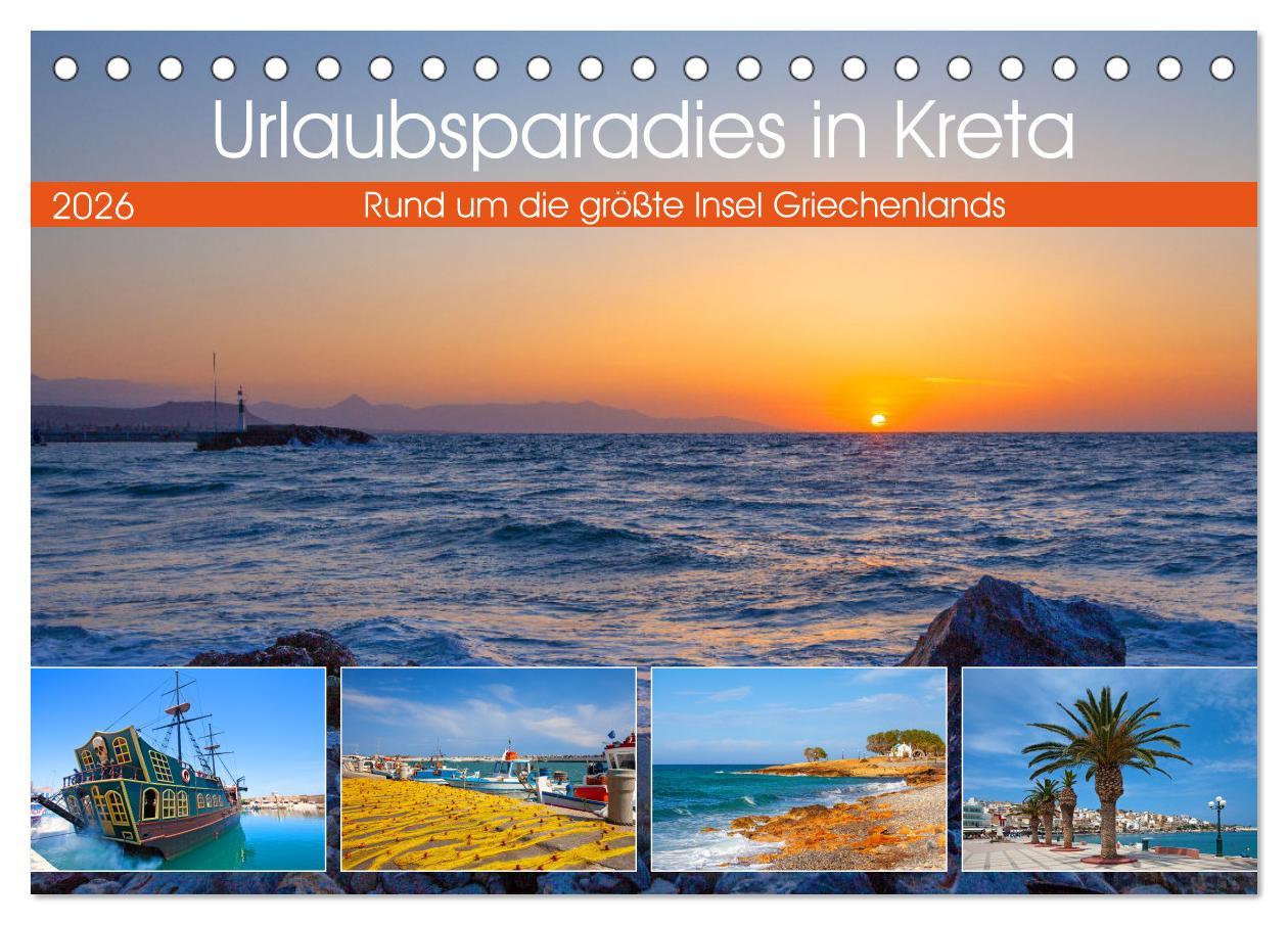 Kalendář/Diář Urlaubsparadies in Kreta (Tischkalender 2026 DIN A5 quer), CALVENDO Monatskalender Calvendo