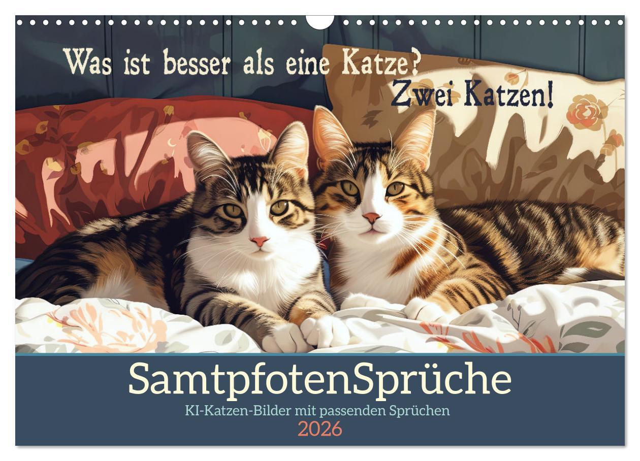 Kalendár/Diár Samtpfotensprüche (Wandkalender 2026 DIN A3 quer), CALVENDO Monatskalender Calvendo