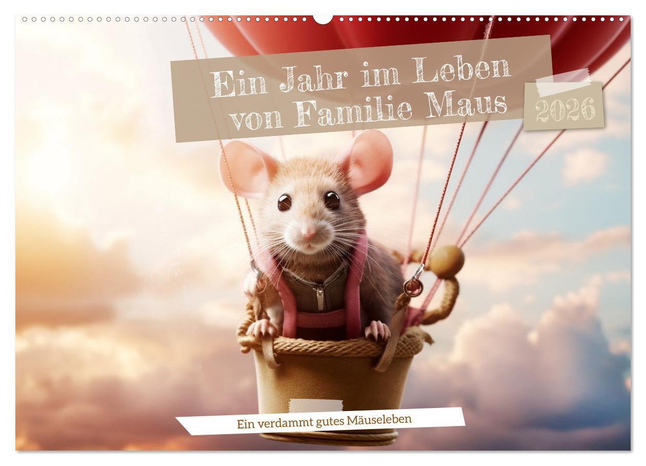 Kalendár/Diár Ein Jahr im Leben von Familie Maus (Wandkalender 2026 DIN A2 quer), CALVENDO Monatskalender Calvendo