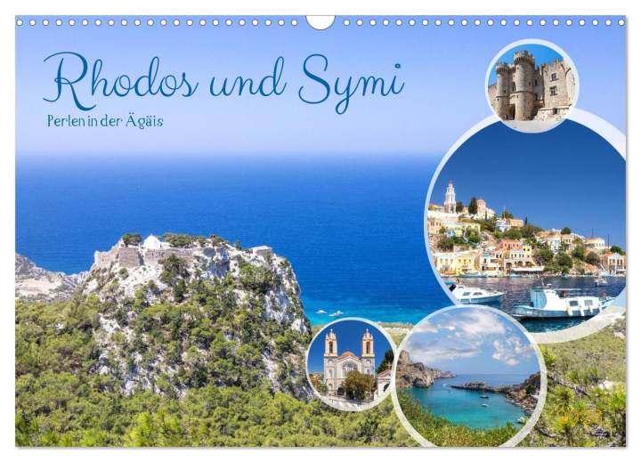 Kalendár/Diár Rhodos und Symi, Perlen in der Ägis (Wandkalender 2026 DIN A3 quer), CALVENDO Monatskalender Calvendo