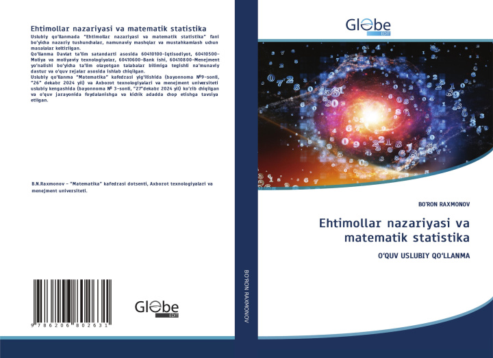 Книга Ehtimollar nazariyasi va matematik statistika BO'RON RAXMONOV