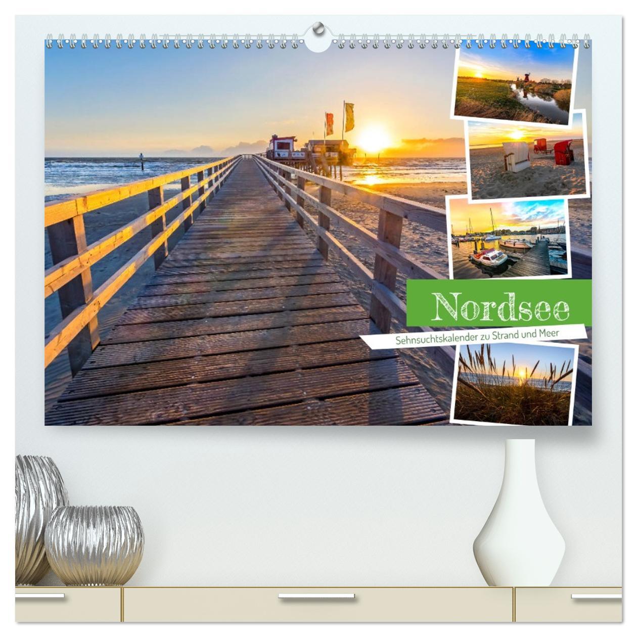 Kalendár/Diár Nordsee - Sehnsuchtskalender zu Strand und Meer (hochwertiger Premium Wandkalender 2026 DIN A2 quer), Kunstdruck in Hochglanz Calvendo