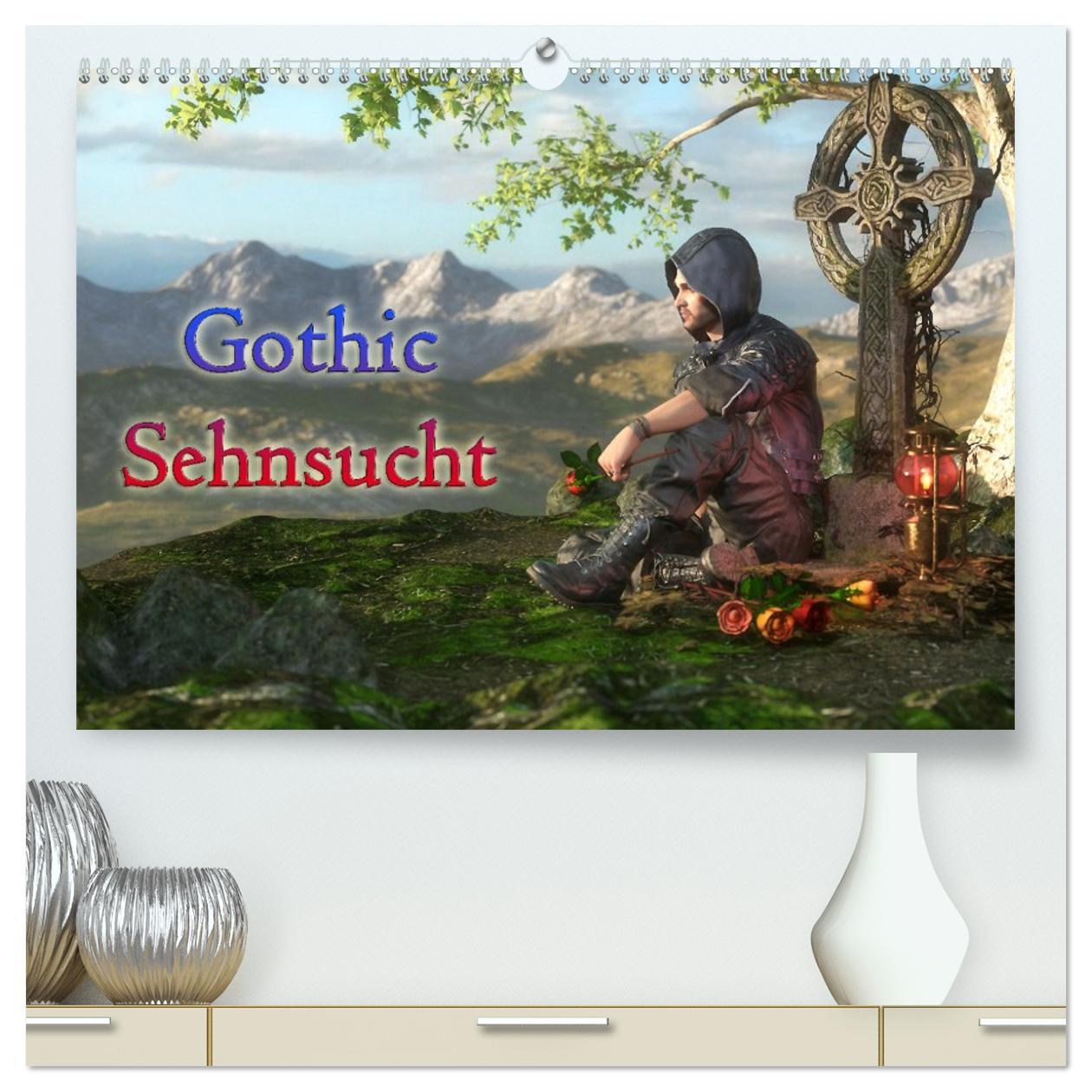 Kalendár/Diár Gothic Sehnsucht (hochwertiger Premium Wandkalender 2026 DIN A2 quer), Kunstdruck in Hochglanz Calvendo