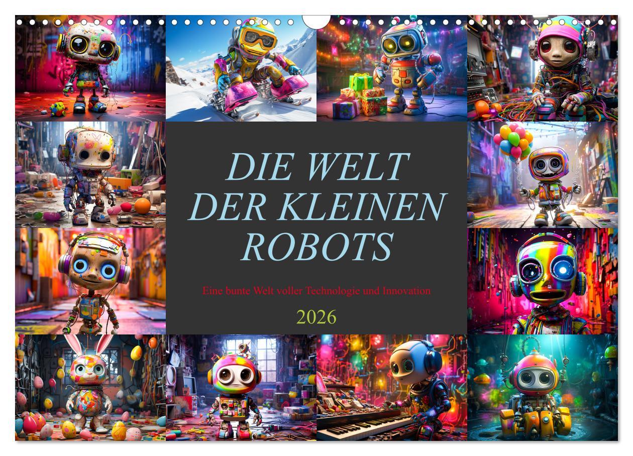 Kalendář/Diář Die Welt der kleinen Robots (Wandkalender 2026 DIN A3 quer), CALVENDO Monatskalender Calvendo