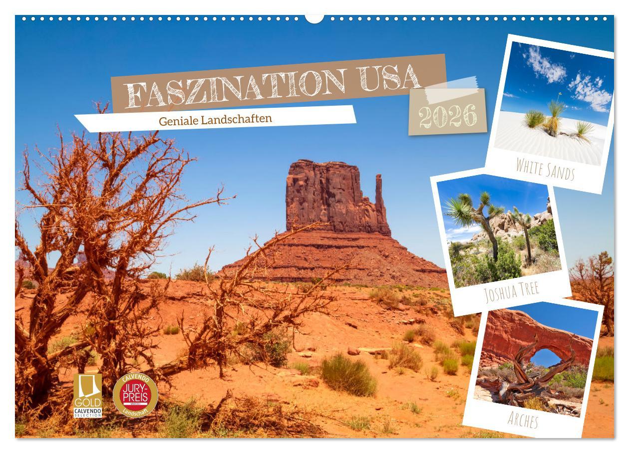 Kalendář/Diář FASZINATION USA Geniale Landschaften (Wandkalender 2026 DIN A2 quer), CALVENDO Monatskalender Calvendo