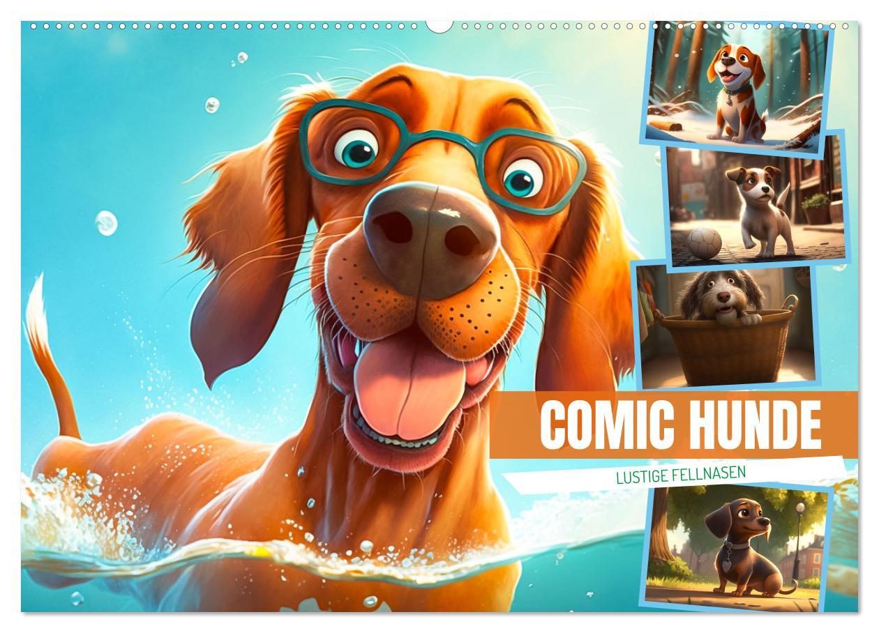 Kalendář/Diář Comic Hunde (Wandkalender 2026 DIN A2 quer), CALVENDO Monatskalender Calvendo