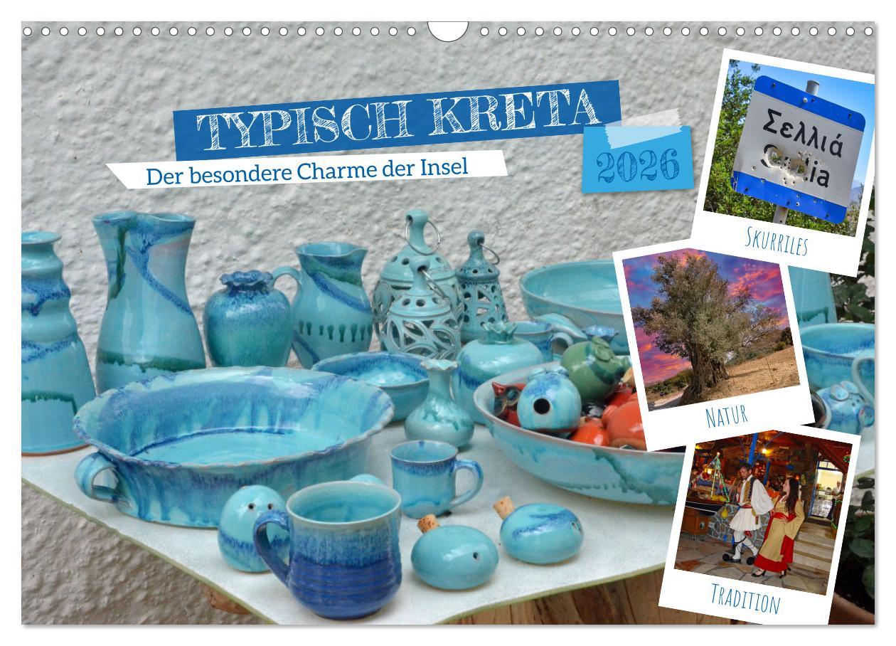 Calendario/Diario Typisch Kreta (Wandkalender 2026 DIN A3 quer), CALVENDO Monatskalender Calvendo