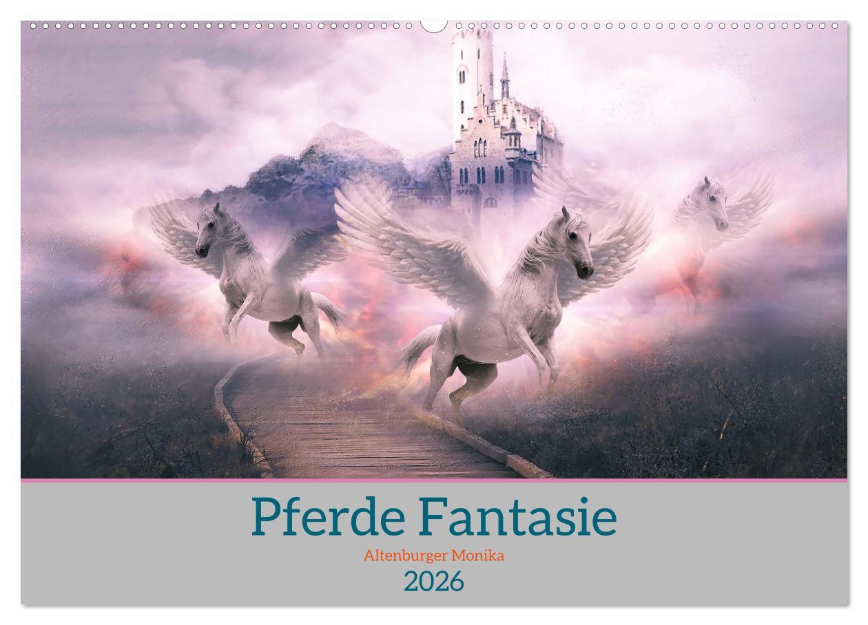Kalendár/Diár Pferde Fantasie (Wandkalender 2026 DIN A2 quer), CALVENDO Monatskalender Calvendo